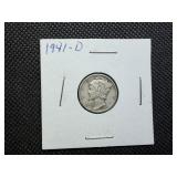 1941 D Silver Mercury Dime