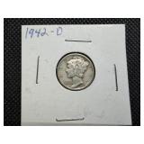 1942 D Silver Mercury Dime
