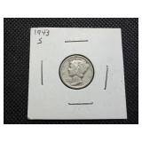 1943 S Silver Mercury Dime