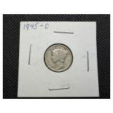 1945 D Silver Mercury Dime