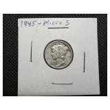 1945 Micro S Silver Mercury Dime