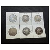Six Kennedy Half Dollars - Very Nice Condition 1970 S, 1971 S, 1974 S, 1976 S, 1978 S, 1979 S