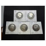 5 Kennedy Half Dollars - Very Nice Condition 1981 S, 1983 S, 1985 S, 1989 S, 1992 S