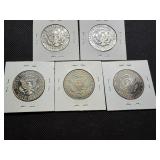 5 Kennedy Half Dollars - Very Nice Condition 1981 S, 1983 S, 1985 S, 1989 S, 1992 S
