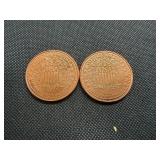 Two Copper 1 oz Rounds Liberty Design