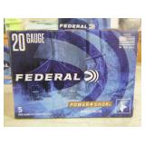 5 Boxes of Federal Power Shok 20 Gauge Sabot Slugs