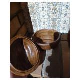 Walnut Bowl, Barrel Cup (Copper?), and 6" Tall Pitcher