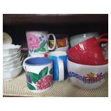 Shelf of Mugs, Ramekins, & Small Bowls