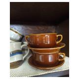 Shelf of Stoneware - Mikasa Blue Hill Plates & Cups & Other Mugs & Bowls