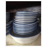 Shelf of Stoneware - Mikasa Blue Hill Plates & Cups & Other Mugs & Bowls