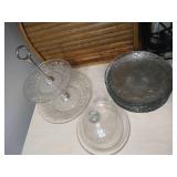 Small, 2-Tiered Snack Tray, Cheese/Butter Cloche, & (8) Salad Plates