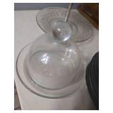 Small, 2-Tiered Snack Tray, Cheese/Butter Cloche, & (8) Salad Plates