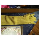 Scarves, Long Gold Gloves, & Vintage Handkerchiefs