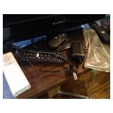 TV With Rolling Table, Shelf, Shoe Racks, & Cell Phones