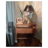 Mid-Century Modern Nightstand with Louvered Drawer & Contents