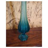 Blue Glass Swung Vase - 17" Tall