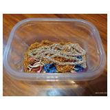 Jewelry Lot - Hoop Earrings & (2) Heavy Chains with Matching Bracelets