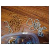 Jewelry Lot - Hoop Earrings & (2) Heavy Chains with Matching Bracelets