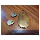 Very Pretty Matching Earrings & Pendant Set - Green Stone or Glass