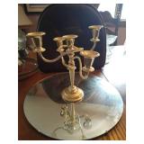 Round Mirror & Very Heavy Candelabra