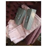 Pink Damask Tablecloth with Matching Cloth Napkins & (12) Napkin Rings