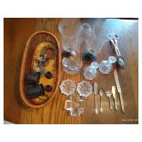 Basket of Misc. Candleholders, Ash Trays, Etc.