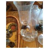 Basket of Misc. Candleholders, Ash Trays, Etc.
