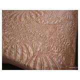 Pink Queen-Sized Bedspread, (2) Pillow Shams, & (2) Round Pillows