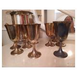 Silver-Plated Ice Bucket, (8) Matching Goblets, & (1) Unmatched Goblet