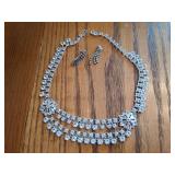 Vintage Rhinestone Costume Jewelry Necklace & Earrings