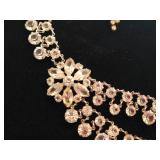 Vintage Rhinestone Costume Jewelry Necklace & Earrings