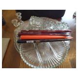 Glass Platters, Candleholders, & Candles