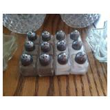 (2) Glass Pitchers, (6) Small S&P Shaker Sets, & (4) Glass Candle Holders