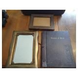 Very Pretty Leaves of Gold Book, Heavy Mirror, & Wooden Frame