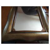 Very Pretty Leaves of Gold Book, Heavy Mirror, & Wooden Frame