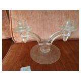 Glass Candlesticks, Cloth Napkins, & (silver-plated?) Napkin Rings