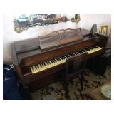 Baldwin Aerosonic Piano with Antique Wooden Chair & Metronome