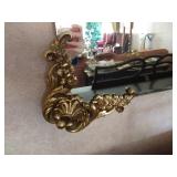 Very Large Gold-Toned Decorative Wall Mirror