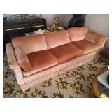 Vintage Salmon-Colored Velour Sofa