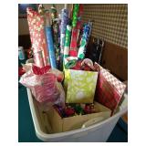 Large Tote of Holiday Wrapping Supplies