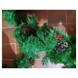 (4) Boxes of Nice Evergreen Garland with Cones, Berries, Bows, Etc.