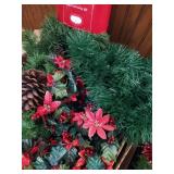 (4) Boxes of Nice Evergreen Garland with Cones, Berries, Bows, Etc.