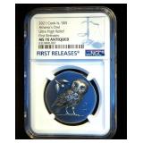Rare MS70 2021 Cook Islands Ultra High Relief .999 Antiqued Silver Athena