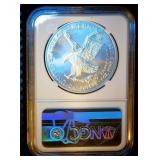 Gaudioso Hand Signed, Mint Engraver Series, 2022 MS70 Silver Eagle, First Day, NGC Top Pop 1 of 200