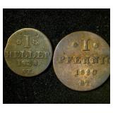(2) Lippe-Detmold Principality (German States) Coins, Nearly 200 years old, Tougher Finds