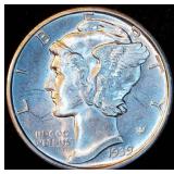 Uncirculated 1939-D Mercury Dime, Full Separated Bands, Full Mint Luster