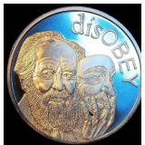 2017 Solzhenitsyn Silver Shield 1oz .999 Round, disOBEY series, #2,006 of 2,255, Proof Like, COA