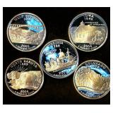 (5) 90% Silver Proof Quarters, Includes Better Date 2000 Virginia