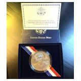 2009 Louis Braille Bicentennial Silver Dollar, Lower Mintage BU, Complete OGP & COA, All Excellent Cond