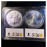 PCGS MS70 2021 Silver Eagle 2 Coin Set, Types 1 and 2, Details